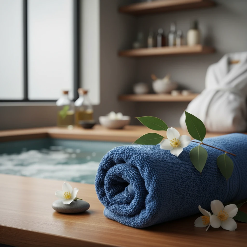 create an image of a blue towel for a spa salon emoji