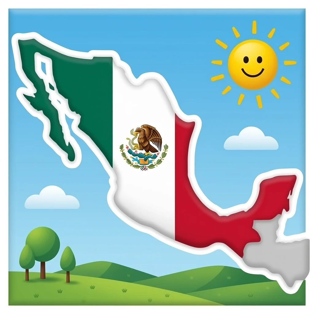 emoji del mapa de mexico con la bandera de mexico al centro con los colores nacionales emoji