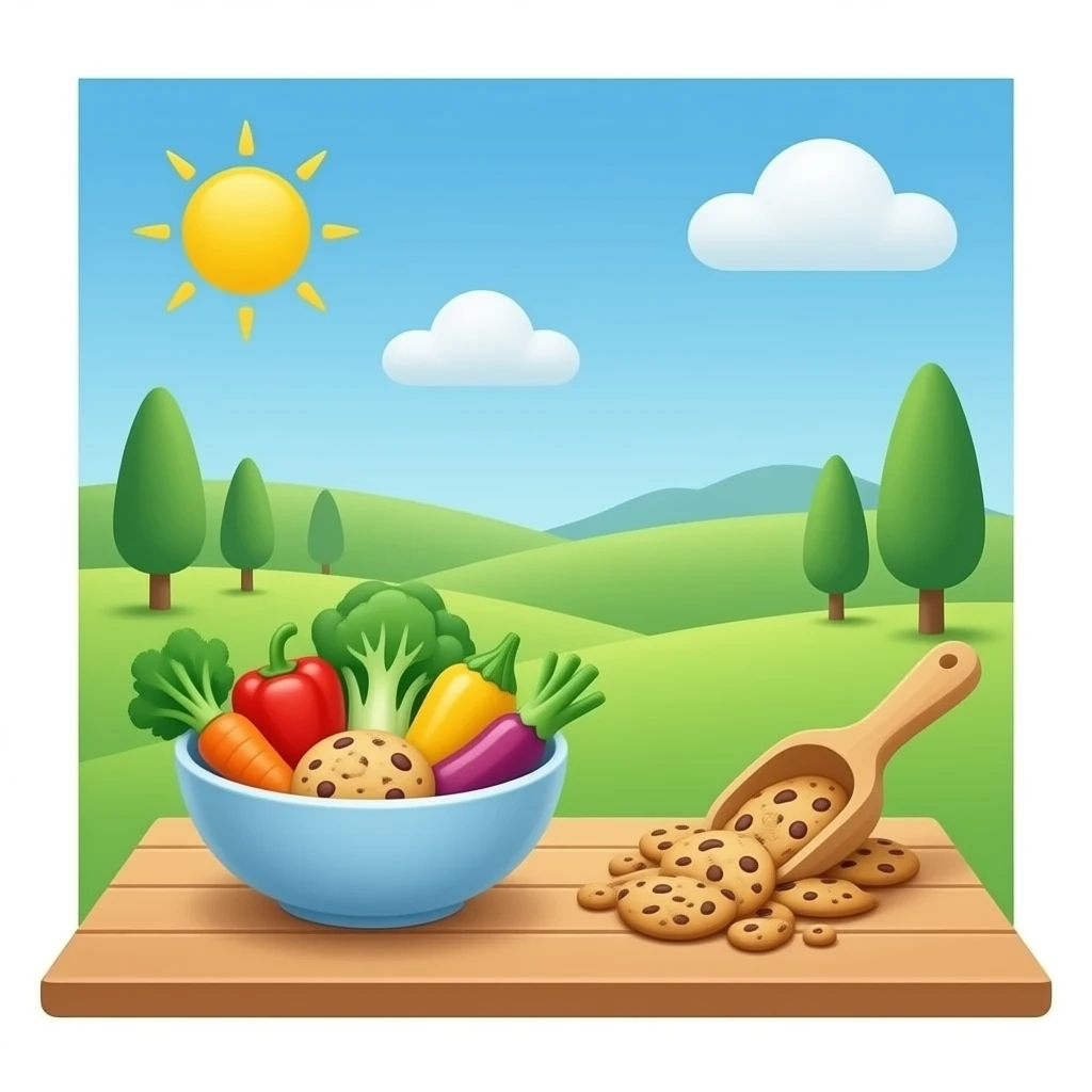 a está imagen eliminale las verduras y algunos granos de habichuelas pon las galletas dentro de tazón, sin eliminar ni alterar nada más emoji