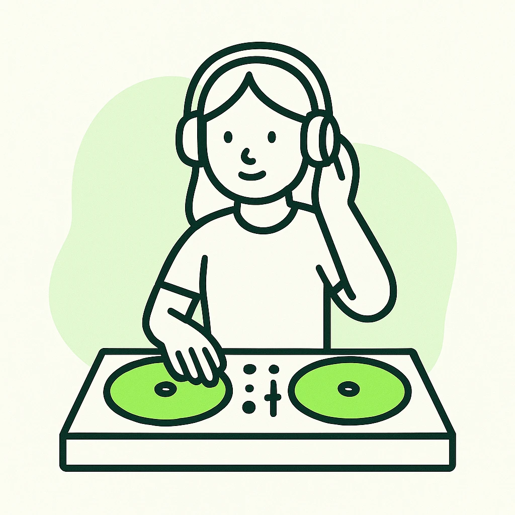 girl playing DJ set emoji