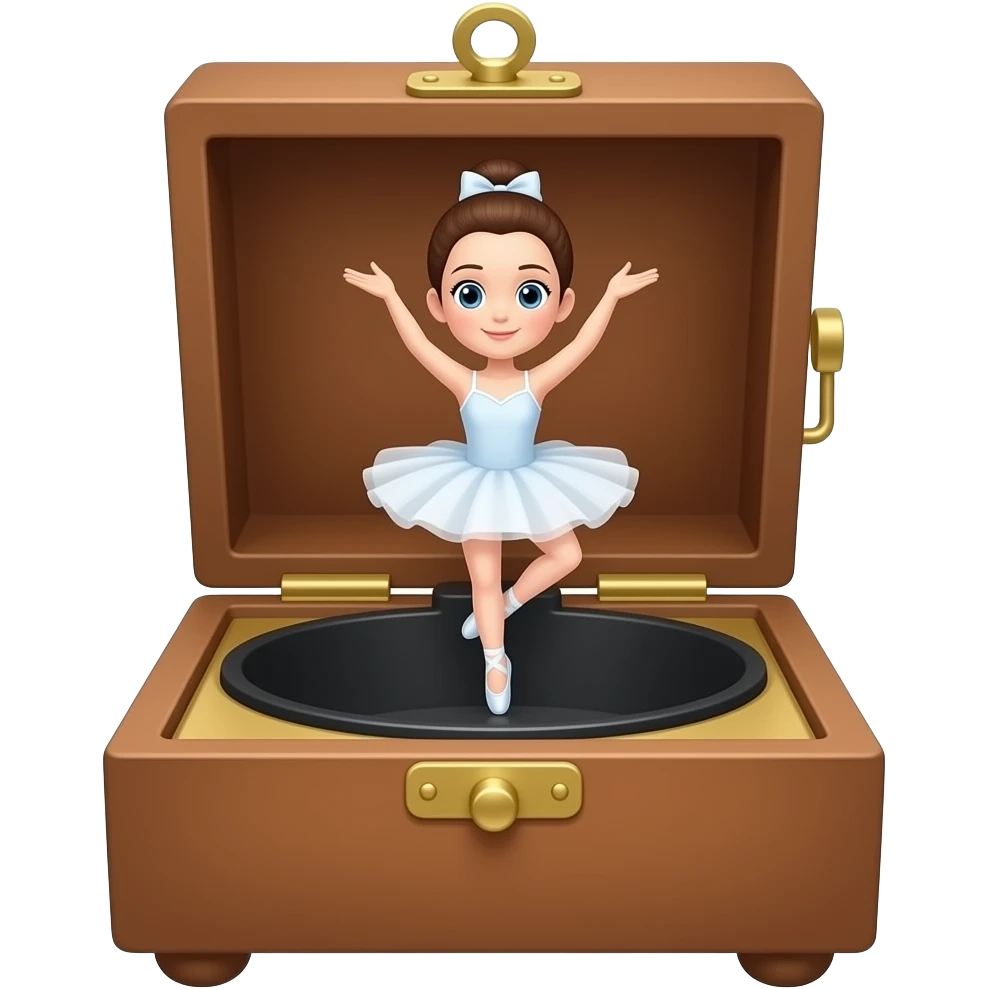 ballerina on tiptoes in music box with cranck emoji