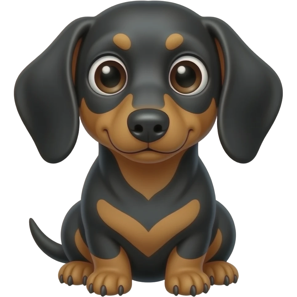 whimsical sitting dachshund wide eyes full body emoji