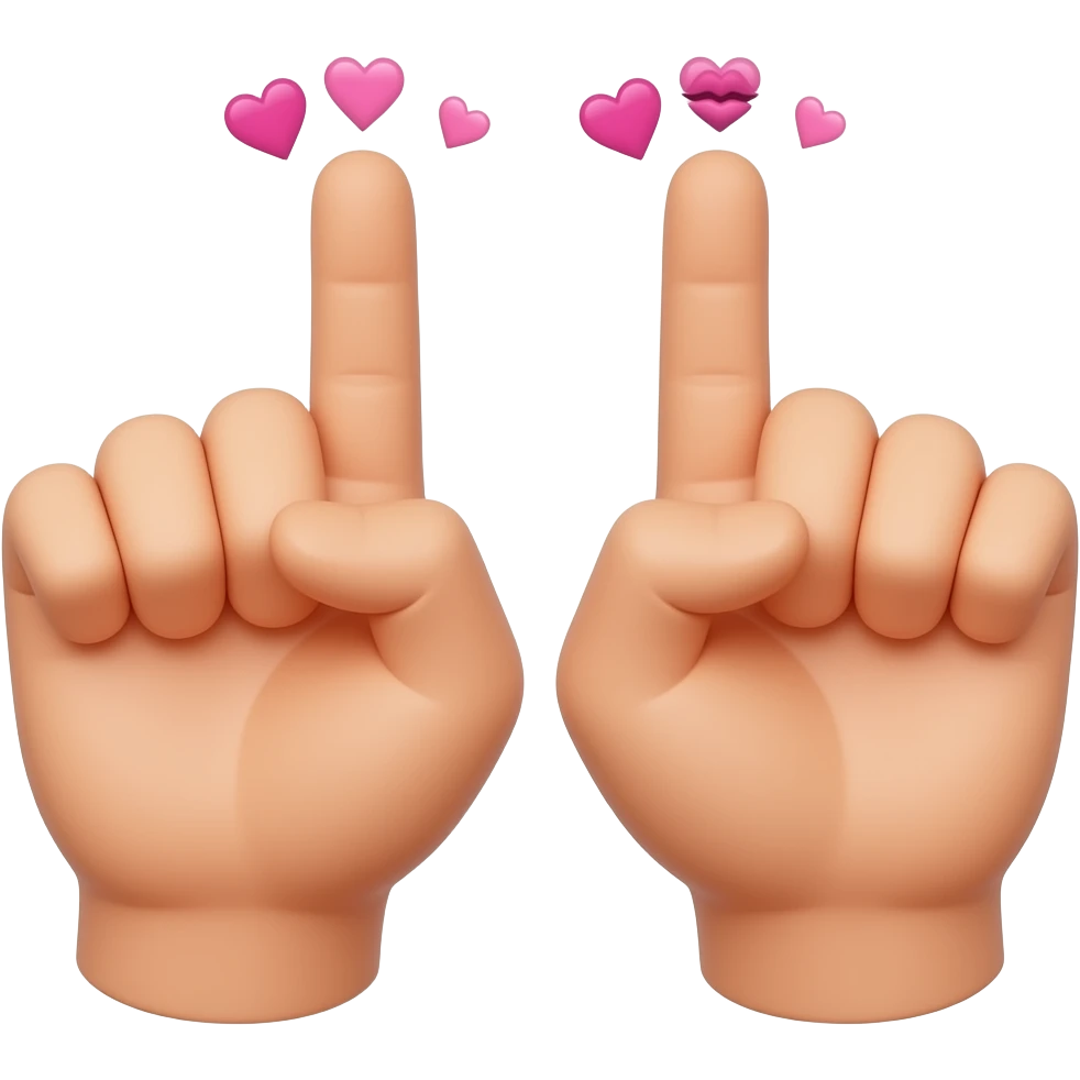 pinky promise two hands with little heart emojis above and a kiss coming from each side one on the left and one on the right of each hand emoji