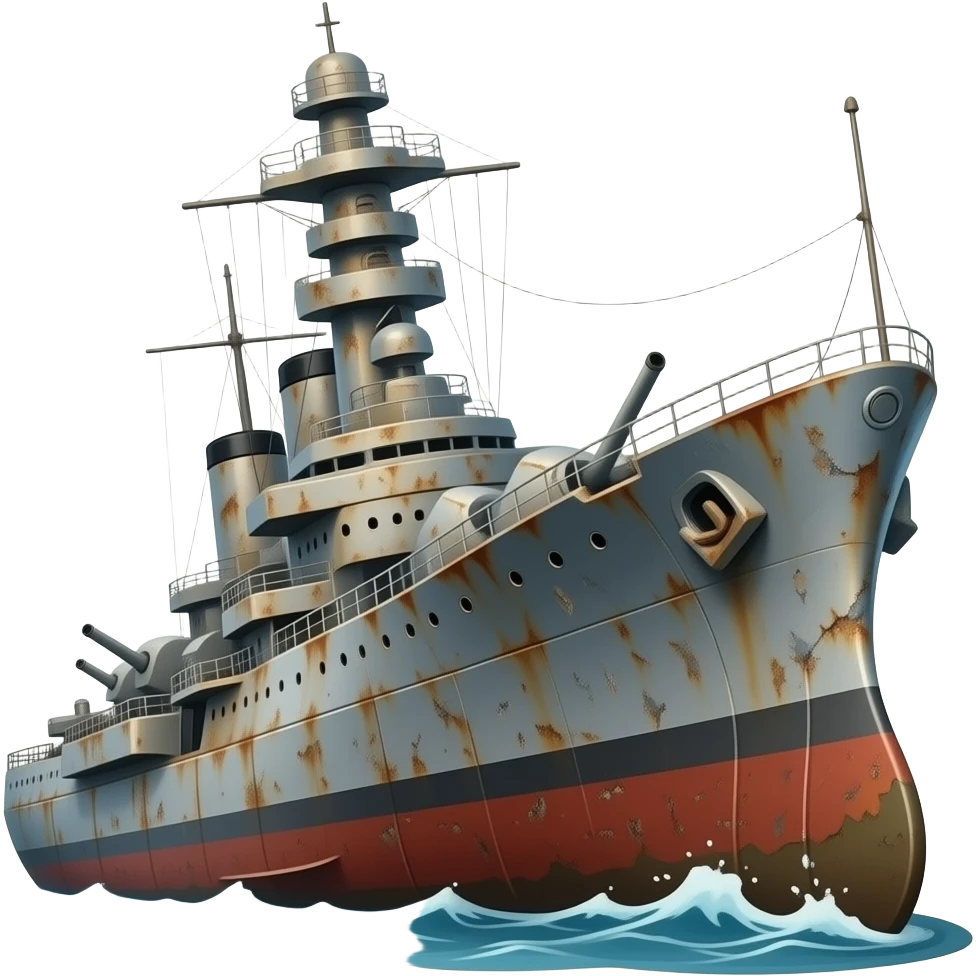 rusty destroyed sinking warship emoji