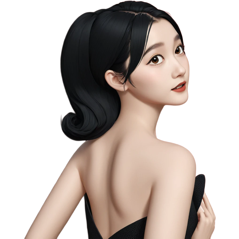 mysterious girl in black dress emoji
