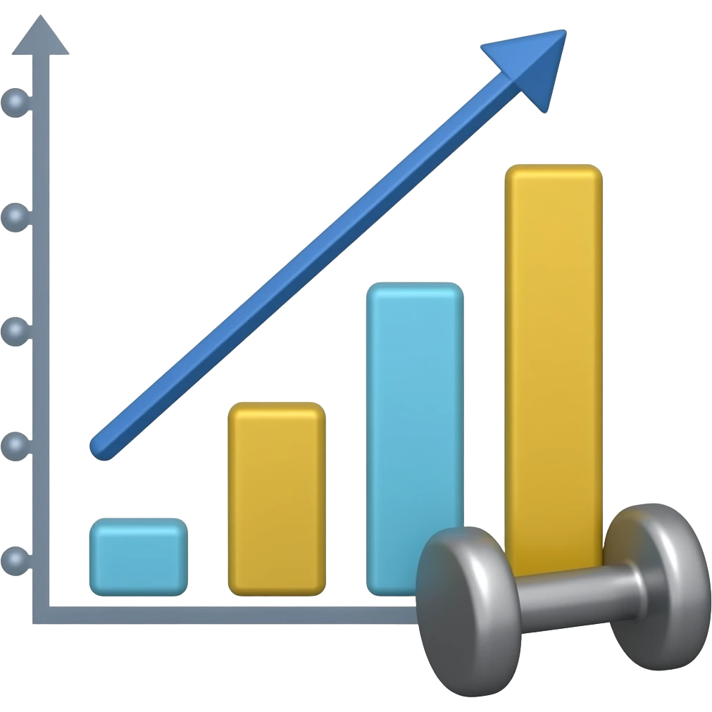 training analysis chart with small dumbbell in corner emoji