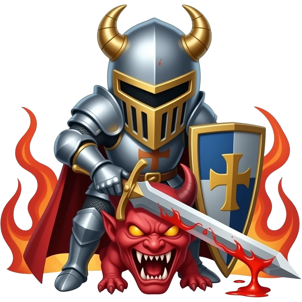 Knight slays demon emoji