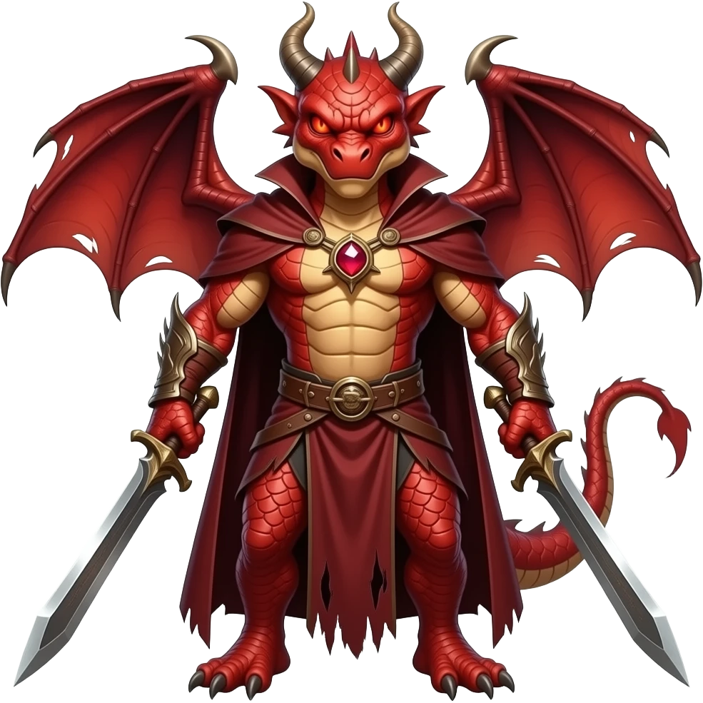 Red dragon sorcerer with daggers emoji