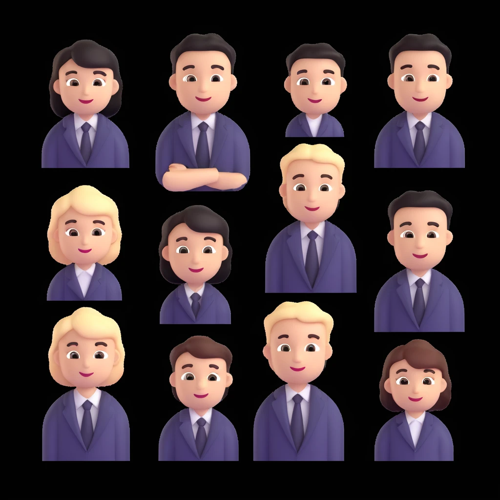 depict 8 designers and one manager emoji