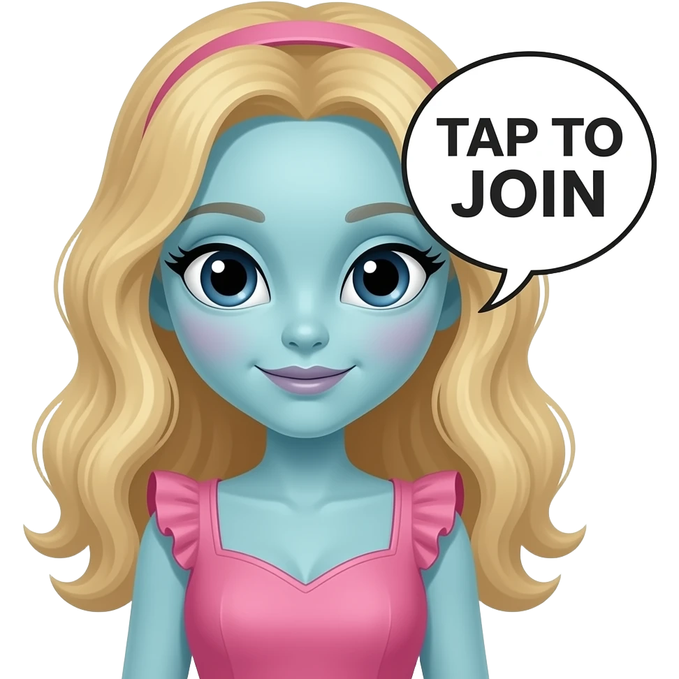 i want an emojis for my super fan club in tiktok my theme is beautiful dressed alien with ladies hair theme in pink color saying TAP TO JOIN emoji