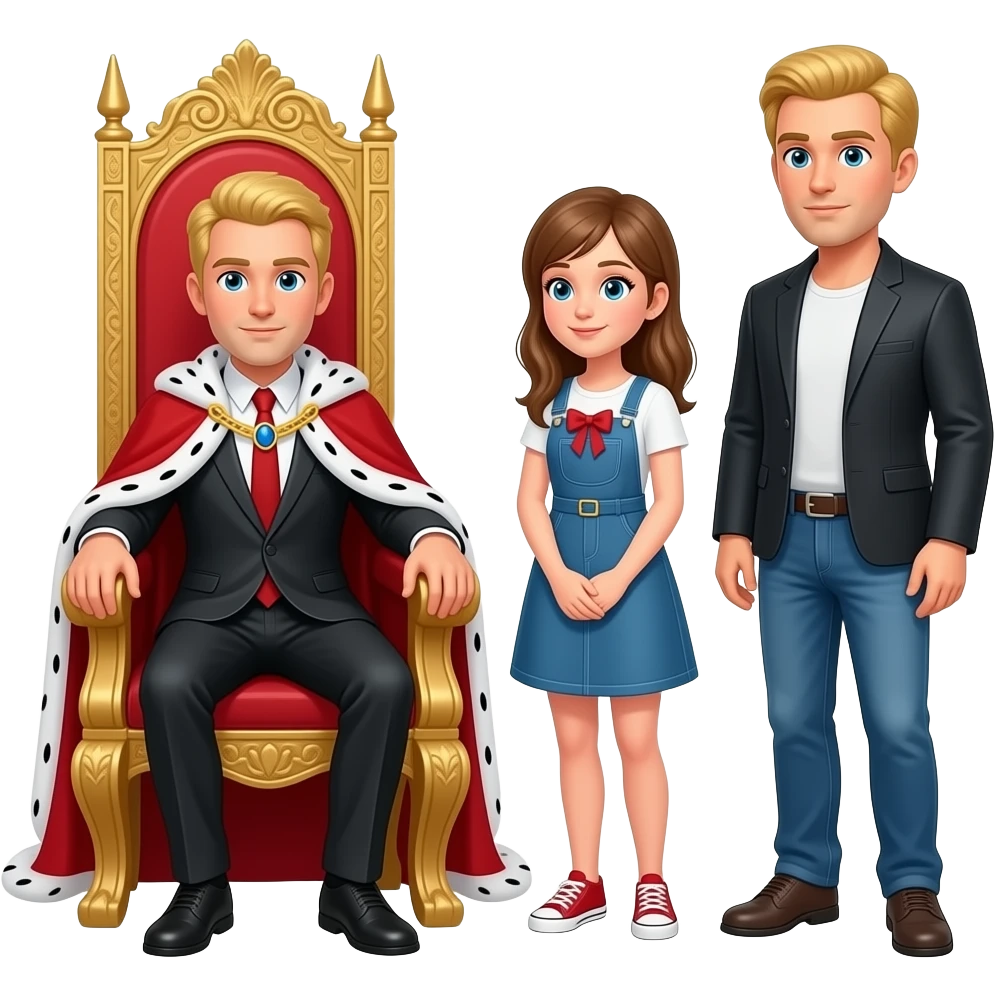 cuckholder biondo sul trono che guarda una ragazza con un altro ragazzo biondo emoji