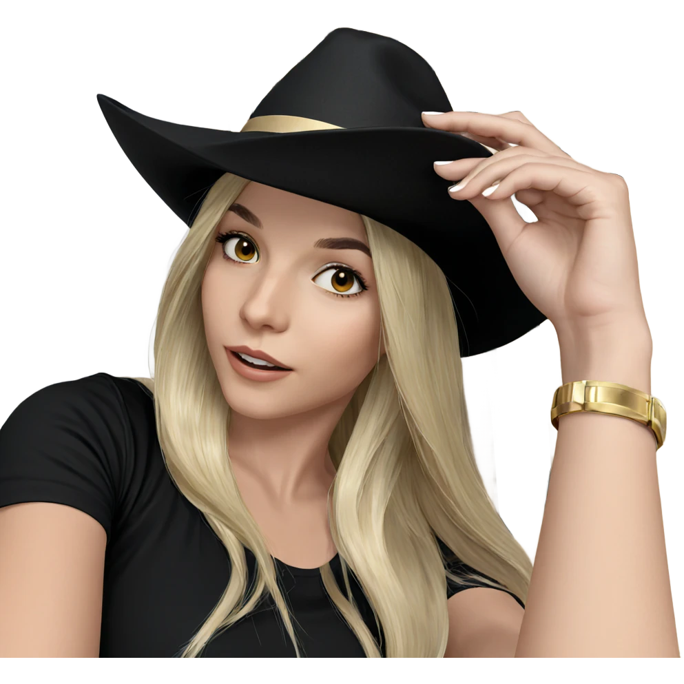 blonde girl with hat emoji