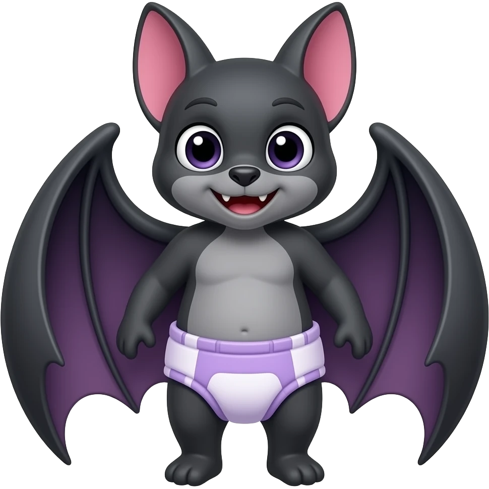 Bat wearing purple diaper emoji