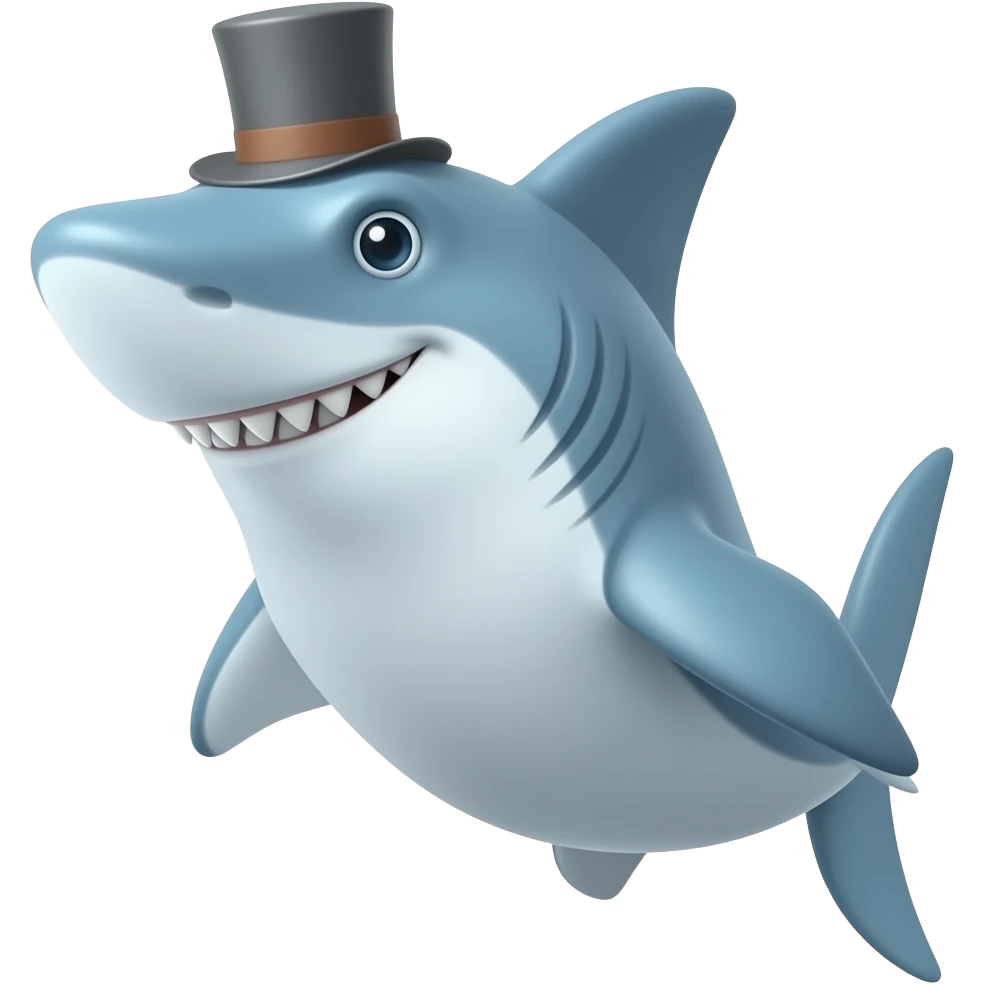 Shark with a top hat emoji