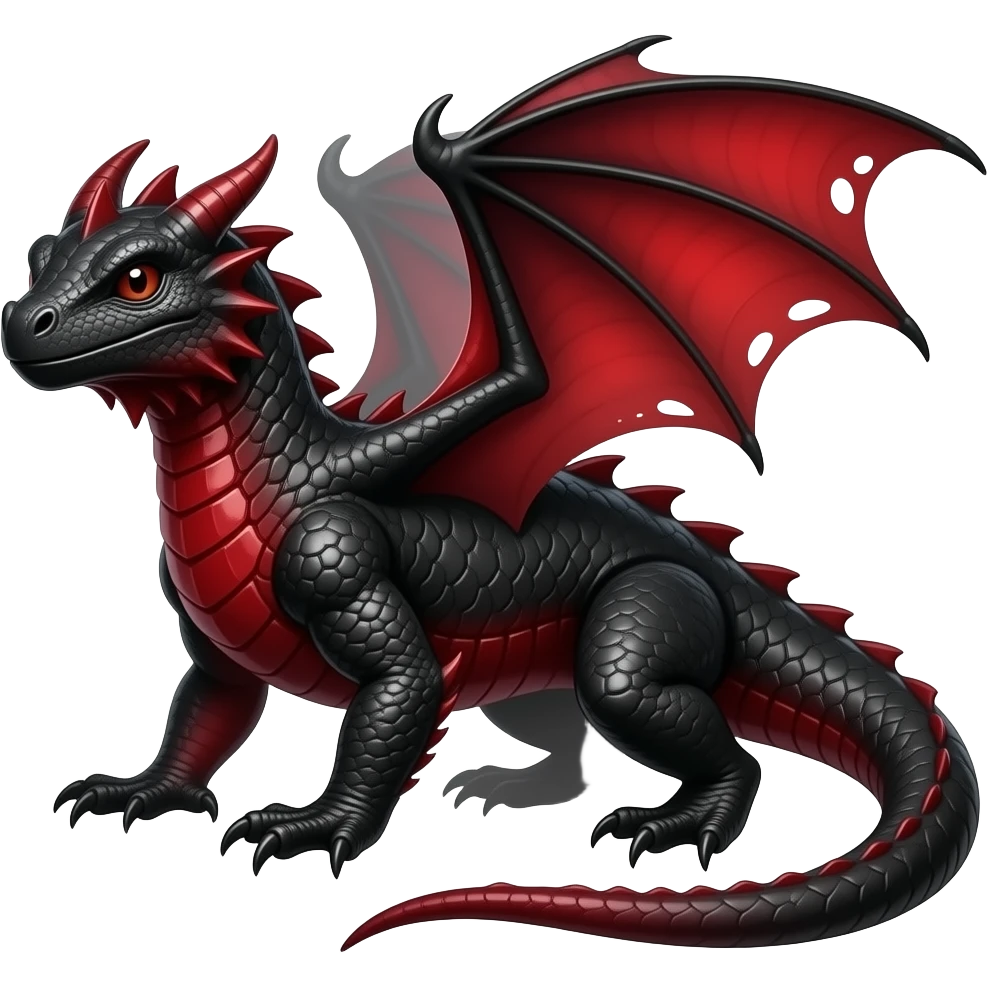 Obsidian-black and Ruby-red slick oily lizard-Salandit-demonic-reptilian-Draco emoji