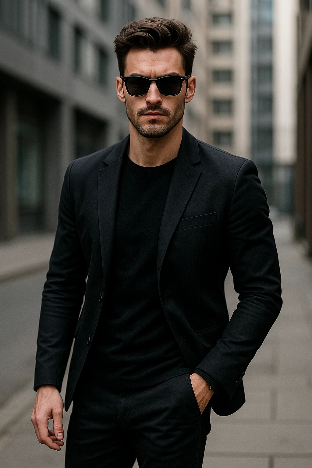 cool sigma character, confident pose, wearing sunglasses, modern style emoji