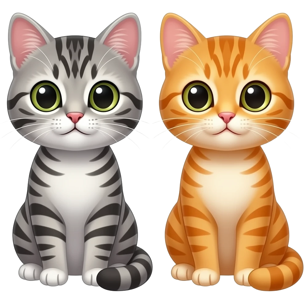 cute grey tabby cat and ginger cat emoji