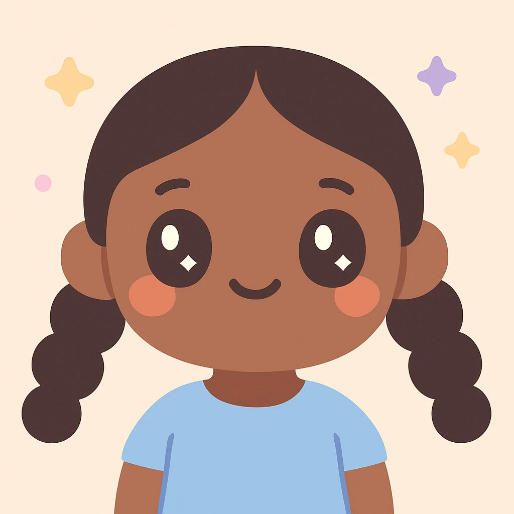 little black girl with braids, kawaii style emoji