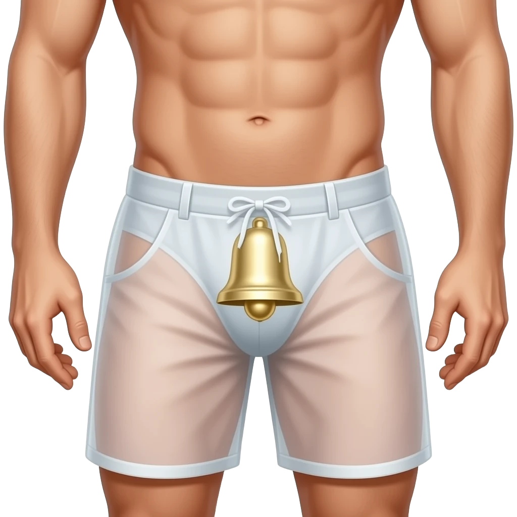 Men in see through shorts showing private part and bell end through the shorts emoji