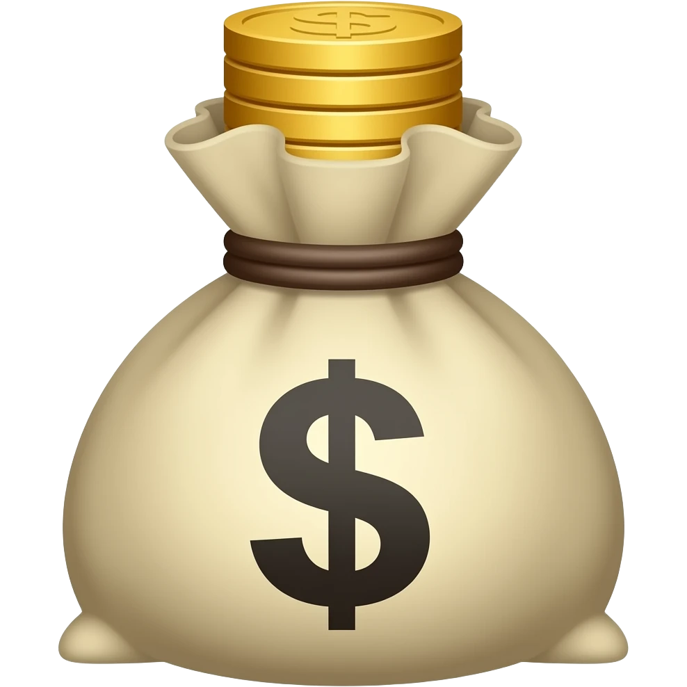 money bag with 3 coins on top of each other emoji