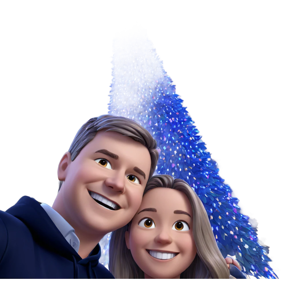 smiling girl and boy under tree emoji