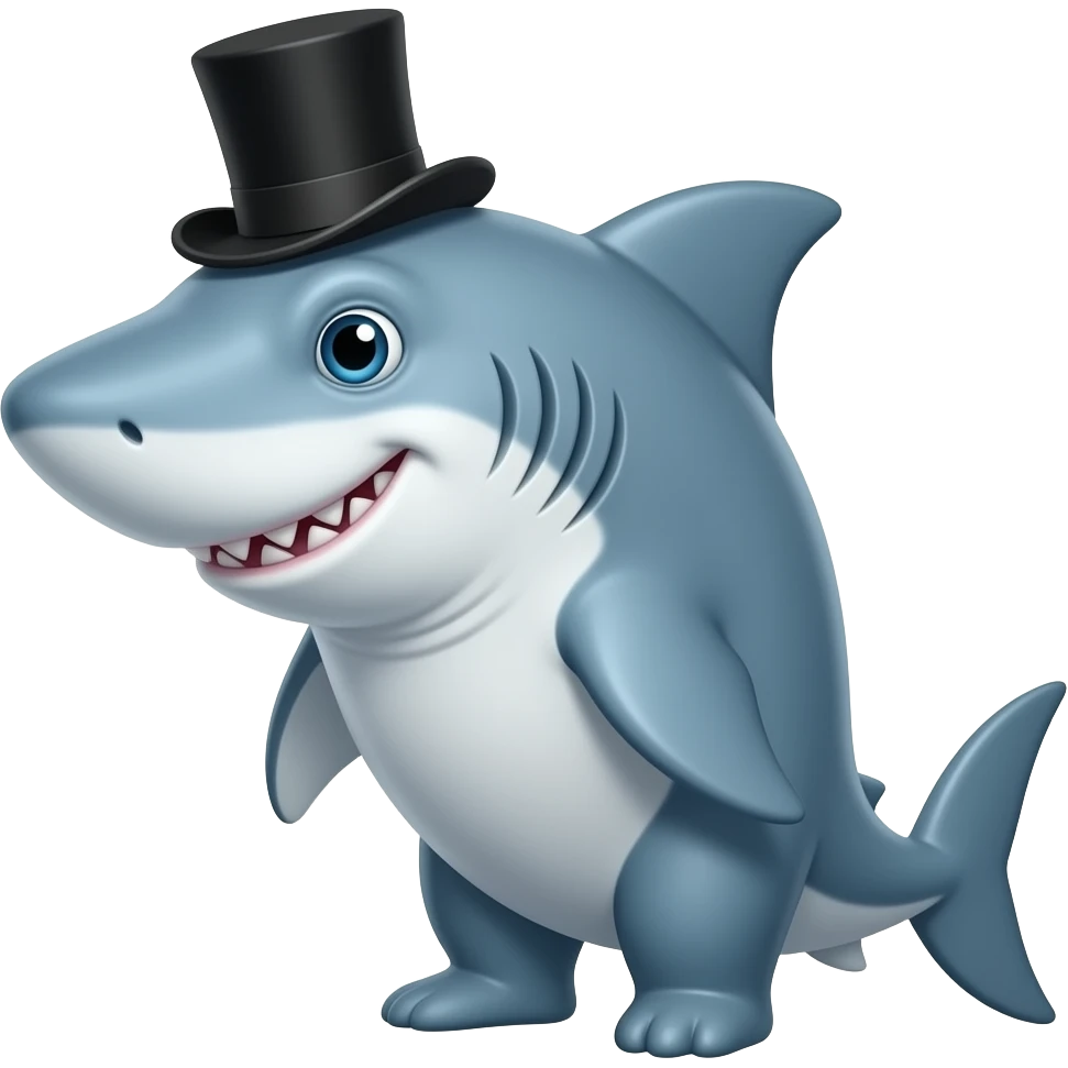 Shark with a top hat emoji