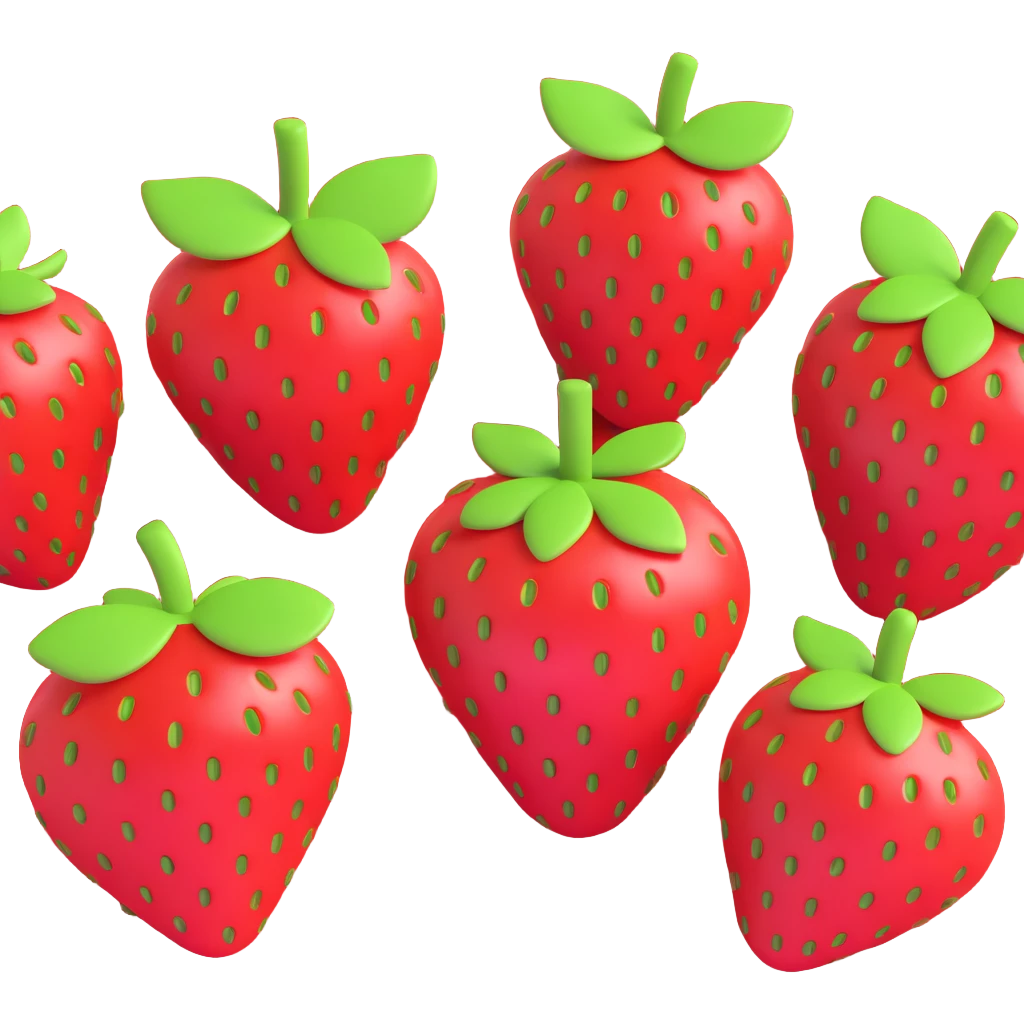 3D emoji style, strawberry, three-dimensional and lively, no expression emoji