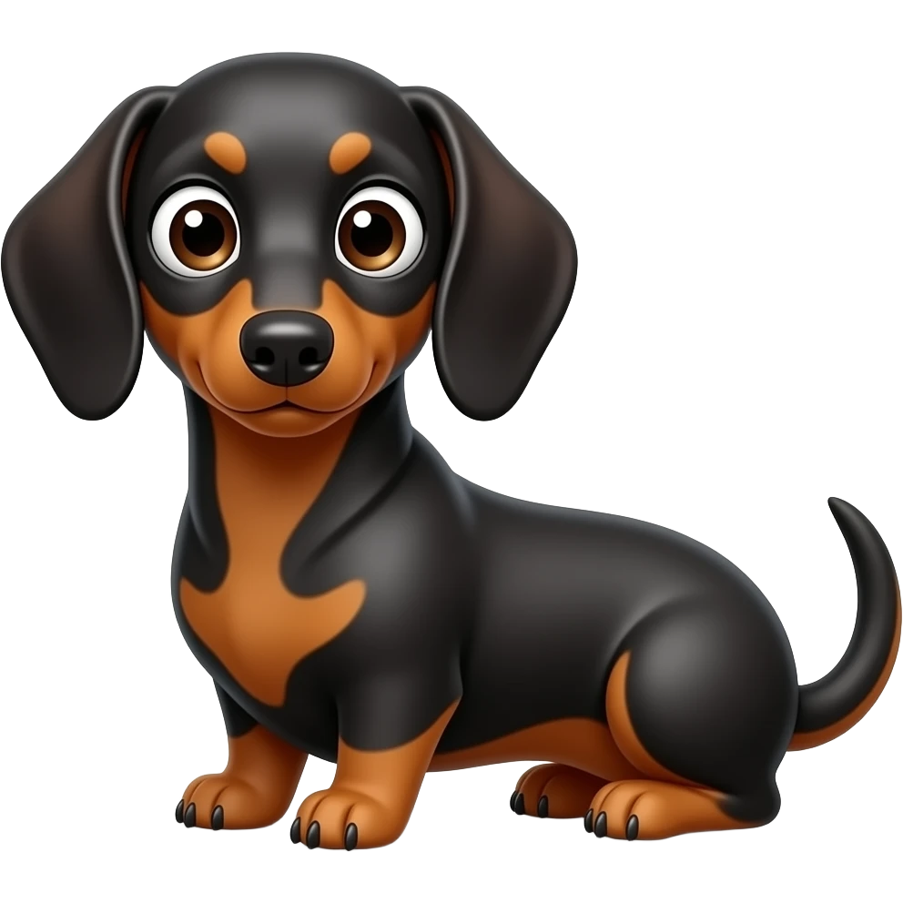 whimsical sitting dachshund wide eyes full body emoji