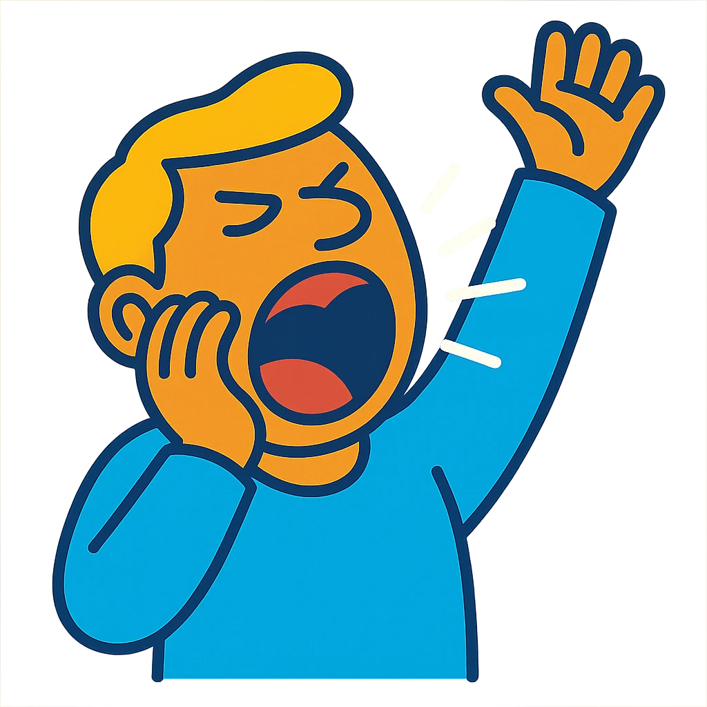 exaggerated yawn with bright colors emoji
