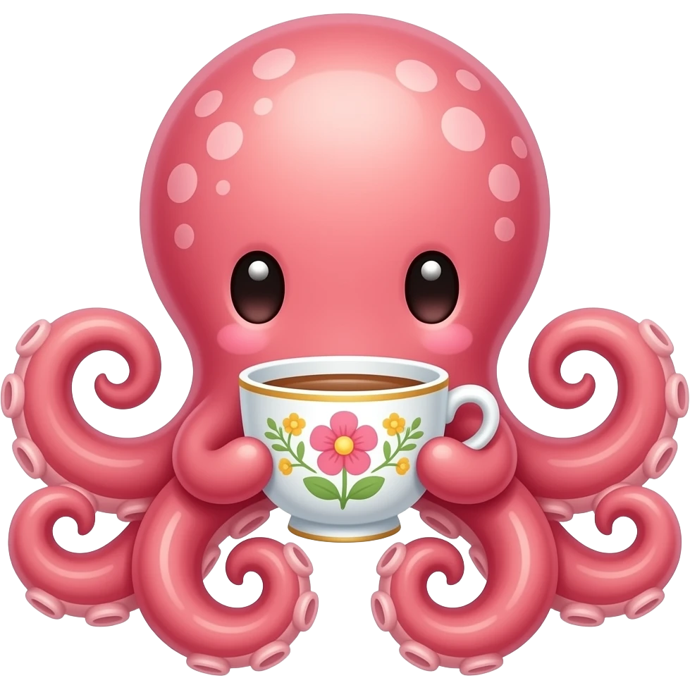 cute Octopus with Teacup emoji