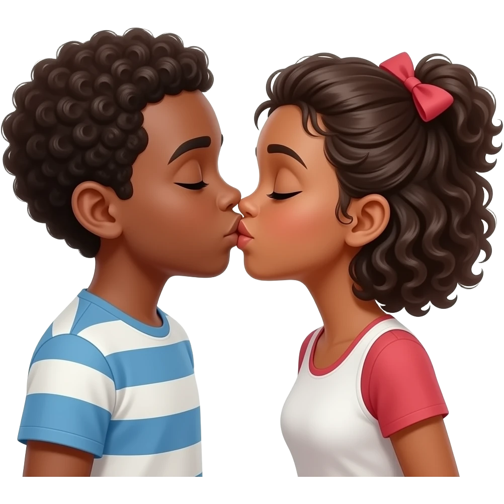 Let one be an African boy and the other an African girl kissing emoji