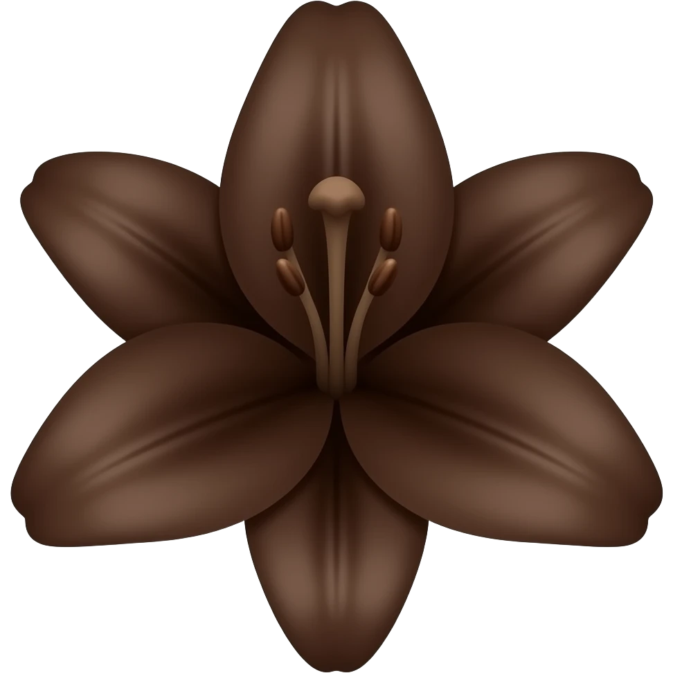 A dark brown flower with lily petals emoji