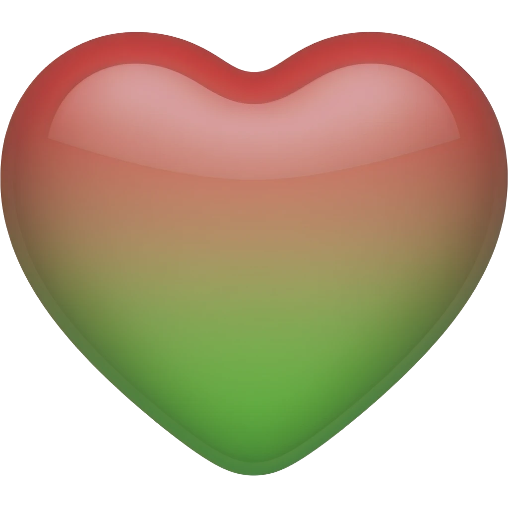 Red and green ombré heart emoji
