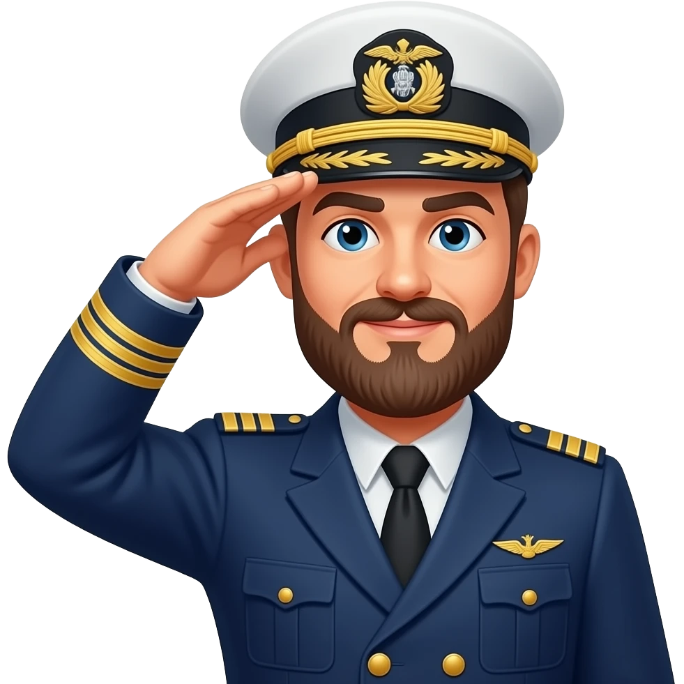 saluting fleet captain with beard emoji