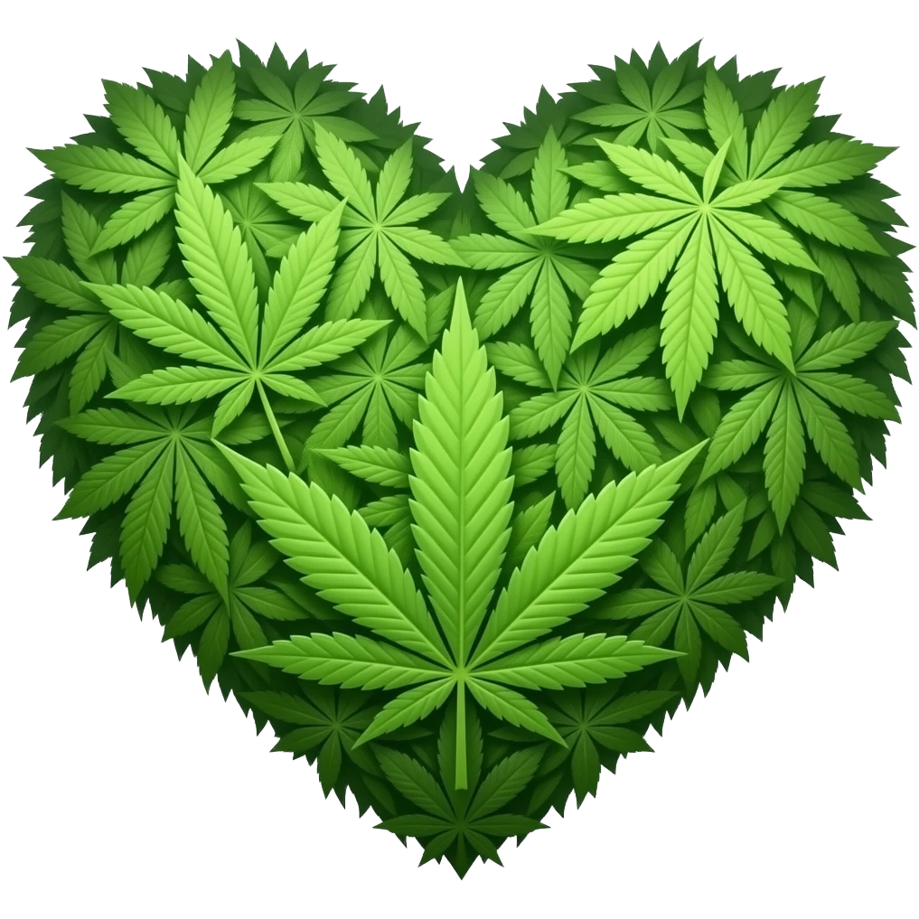 heart emoji made of weed leaves emoji
