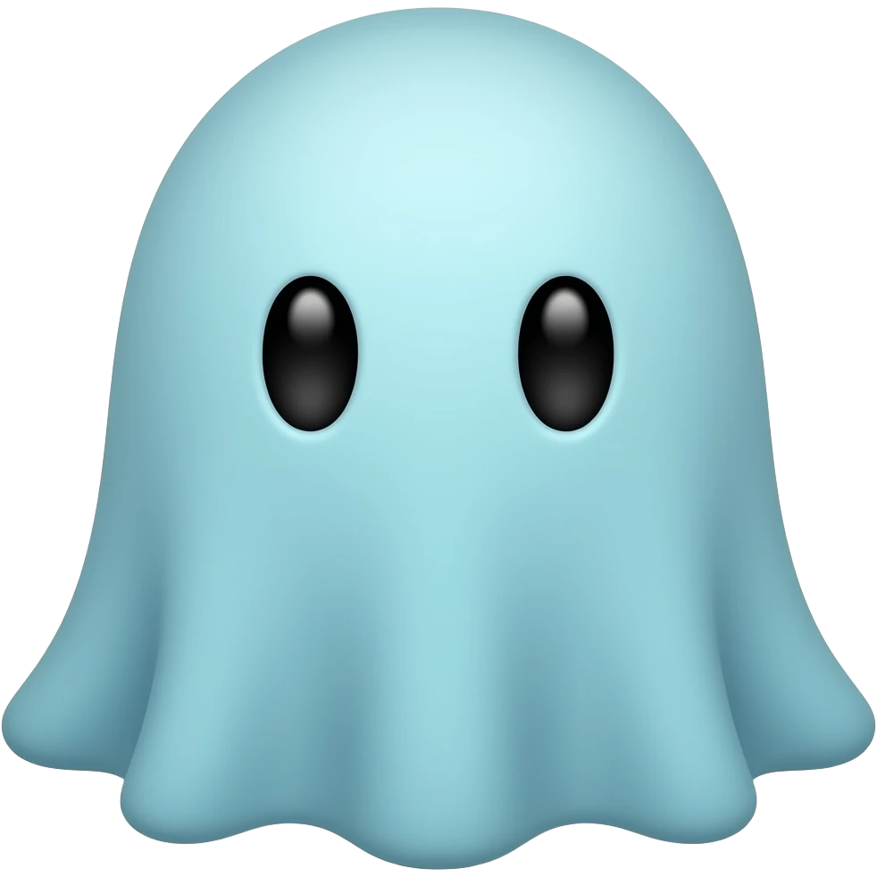 Kawaii solid light blue ghost with black eyes emoji