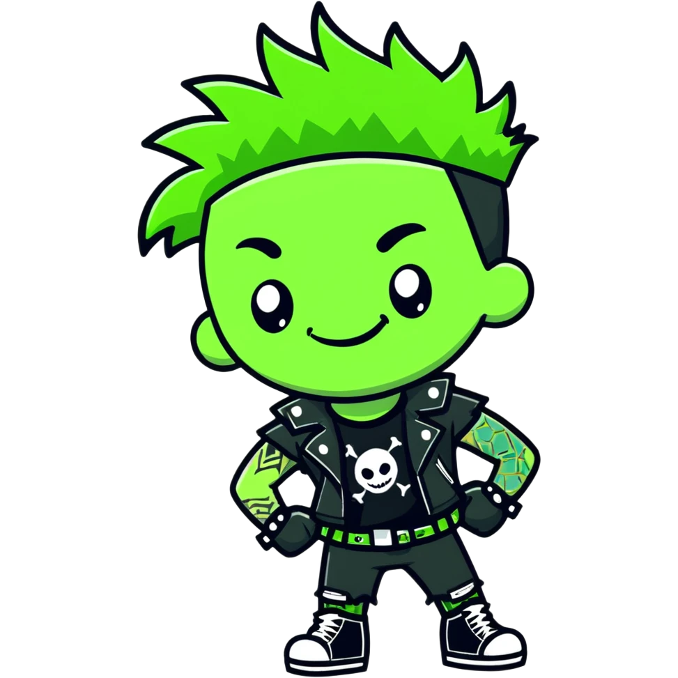 smiling punk guy with green irochese emoji