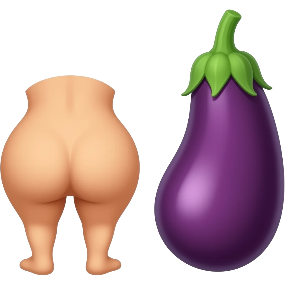 Show a butt and a egg plant going in emoji