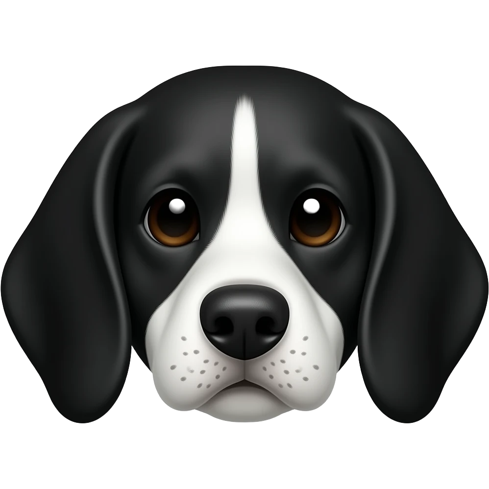 Black white beagle face black ears freckled nose emoji