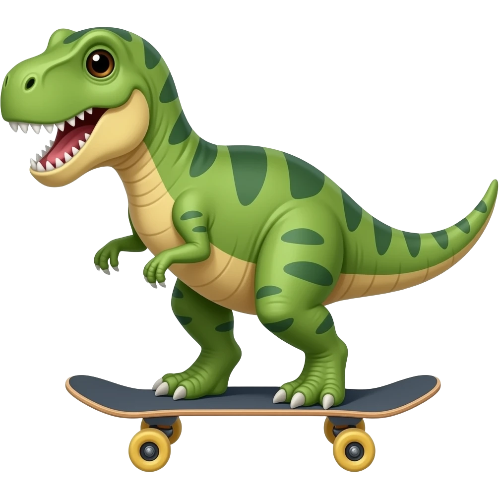 Dinosaur on a skateboard emoji