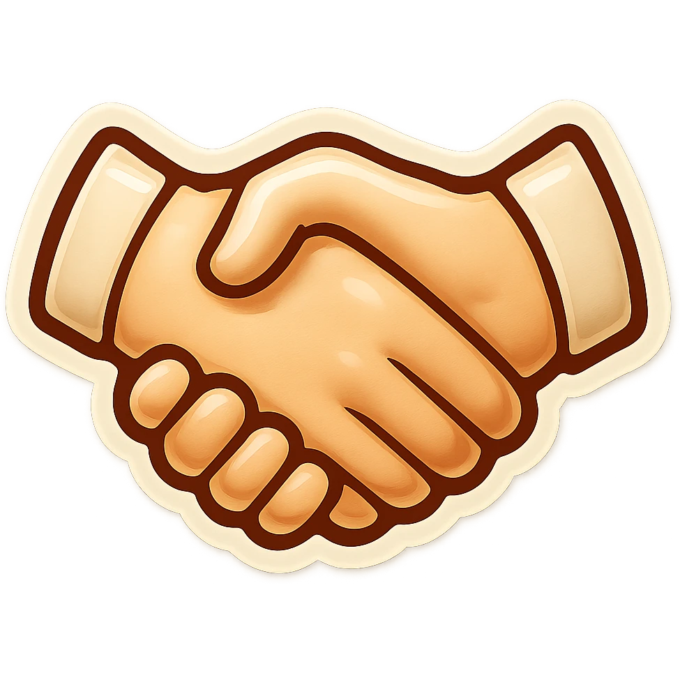 make me a white colour or brown handshake with white outline emoji