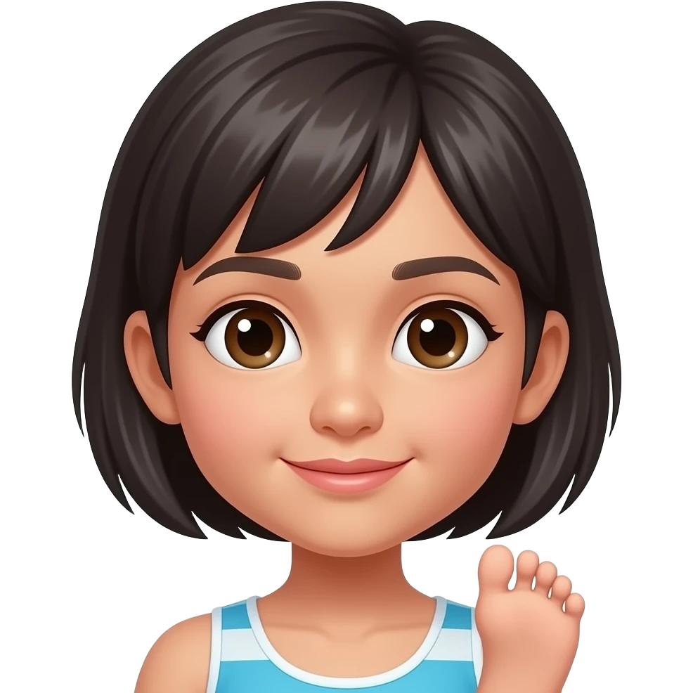 Filipino girl short hair with feet swim shorts emoji