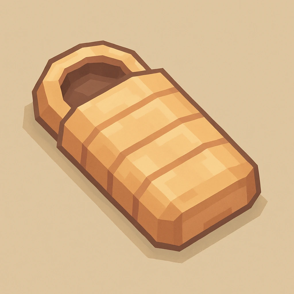 aesthetic sleeping bag icon, 3D minimal style, soft beige color palette, elegant, soft lighting emoji