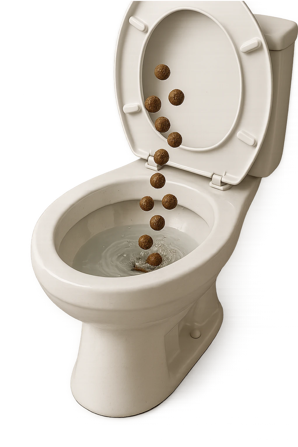 wc realistico con feci a palline che ci cadono dentro, iperrealistico 4k
 emoji