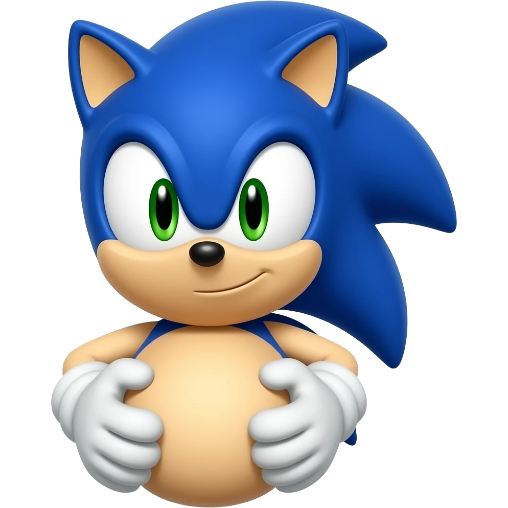 sonic with his belly being inflated emoji
