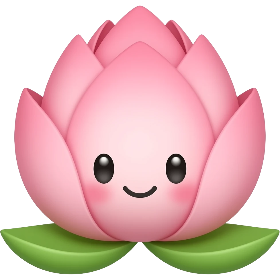 Kawaii lotus flower emoji