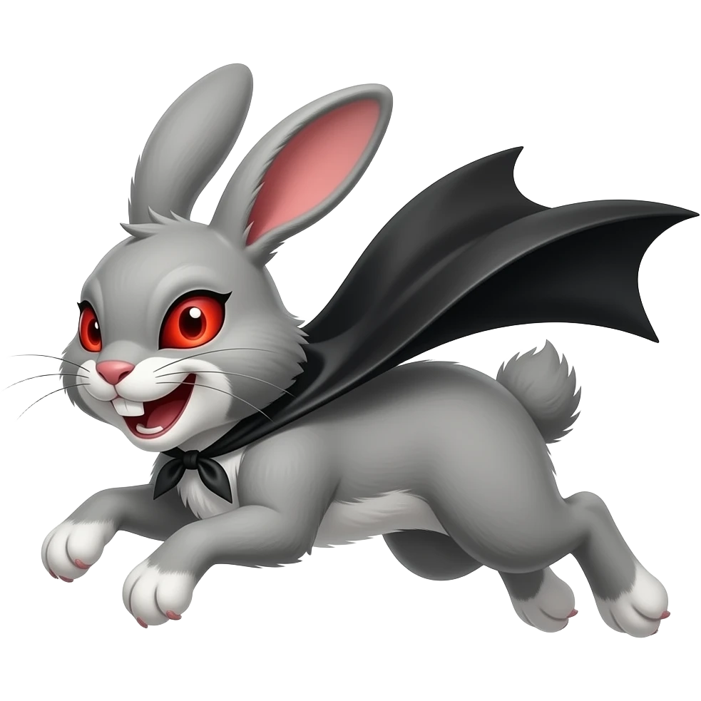 Rabbit with four feet on the floor and it's jumping but make it SUPER funny and evil emoji