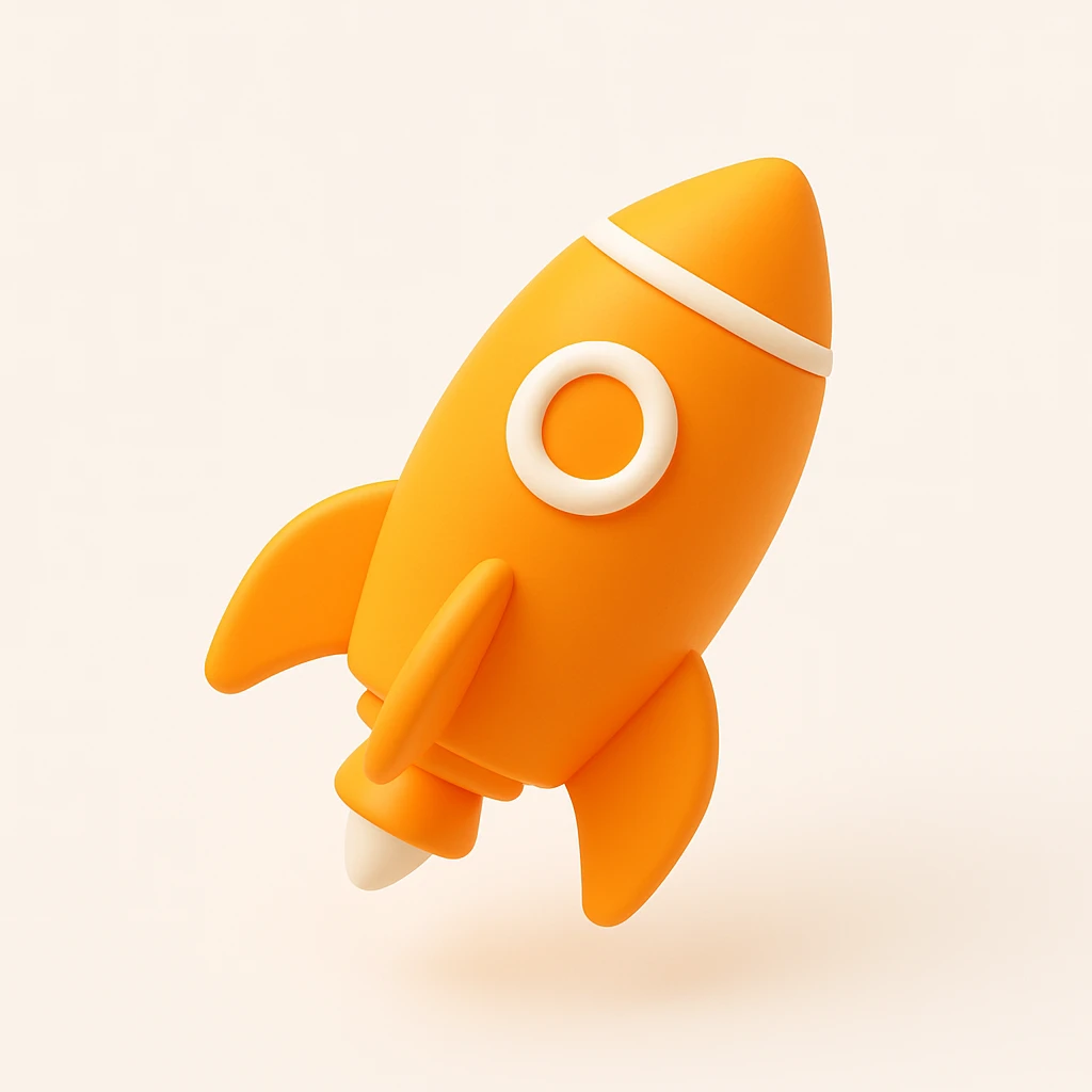a 3D orange rocket ship emoji