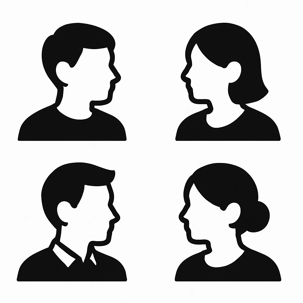 Make the same monochrome default avatars on a white background and change the direction they are facing.
Right now, they are facing 4 o'clock. They need to face 8 o'clock. emoji