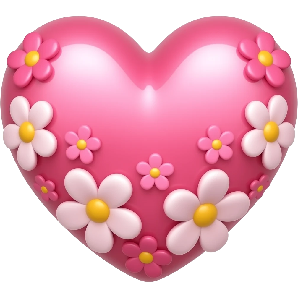 Corazón rosa con flores emoji